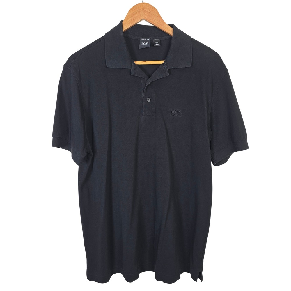 Hugo Boss Black Pima Cotton Pique Polo Shirt Mens XL Short Sleeve Logo